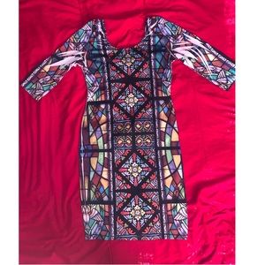 Multicolor Bodycon Mid-length Dress.